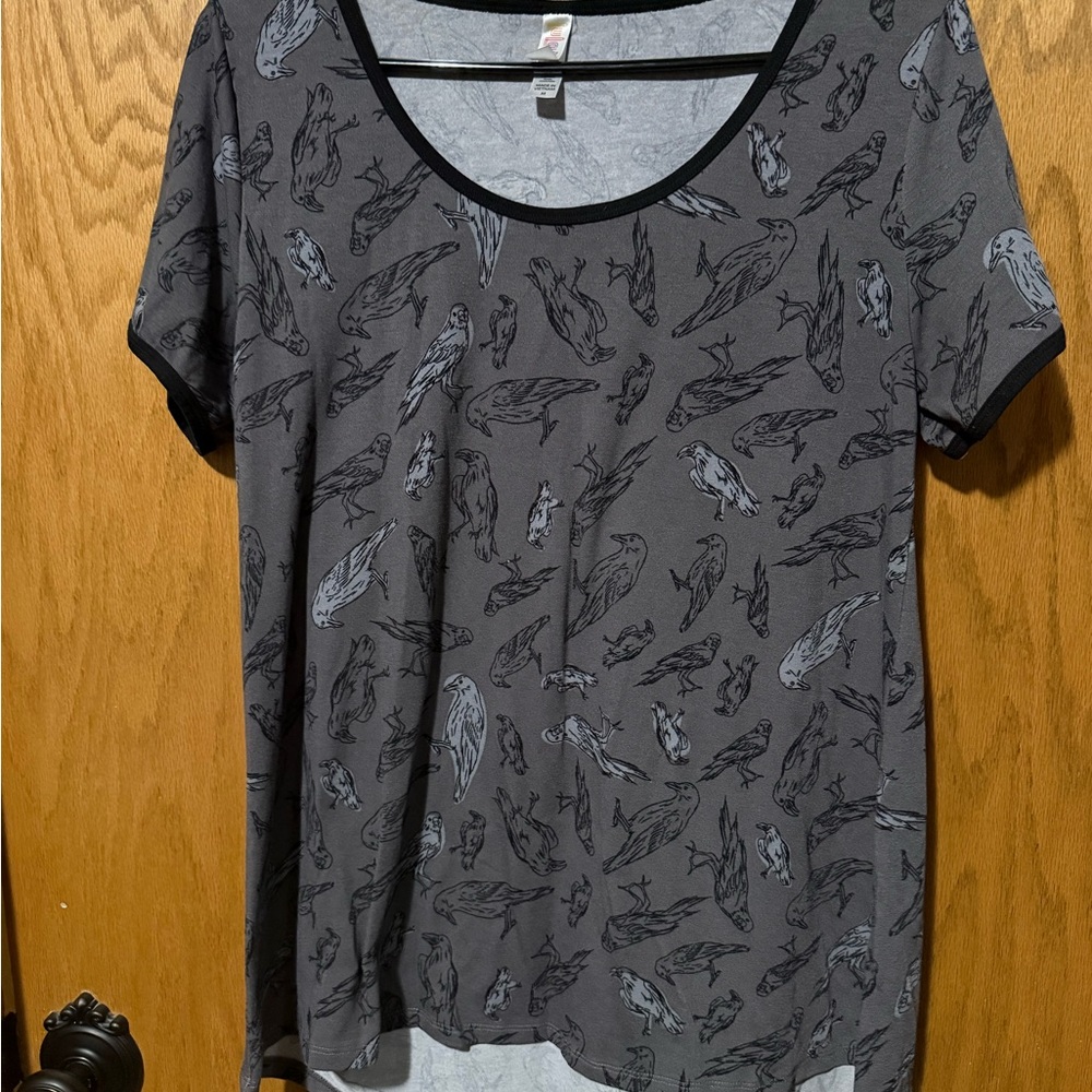 Gray Bird Print Women's Top size M